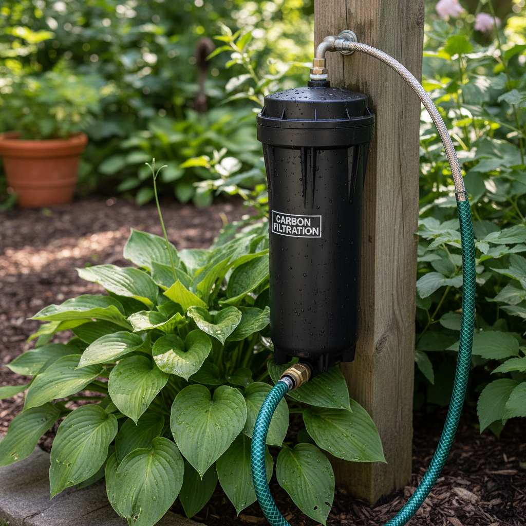 Filtered outdoor water supply for garden